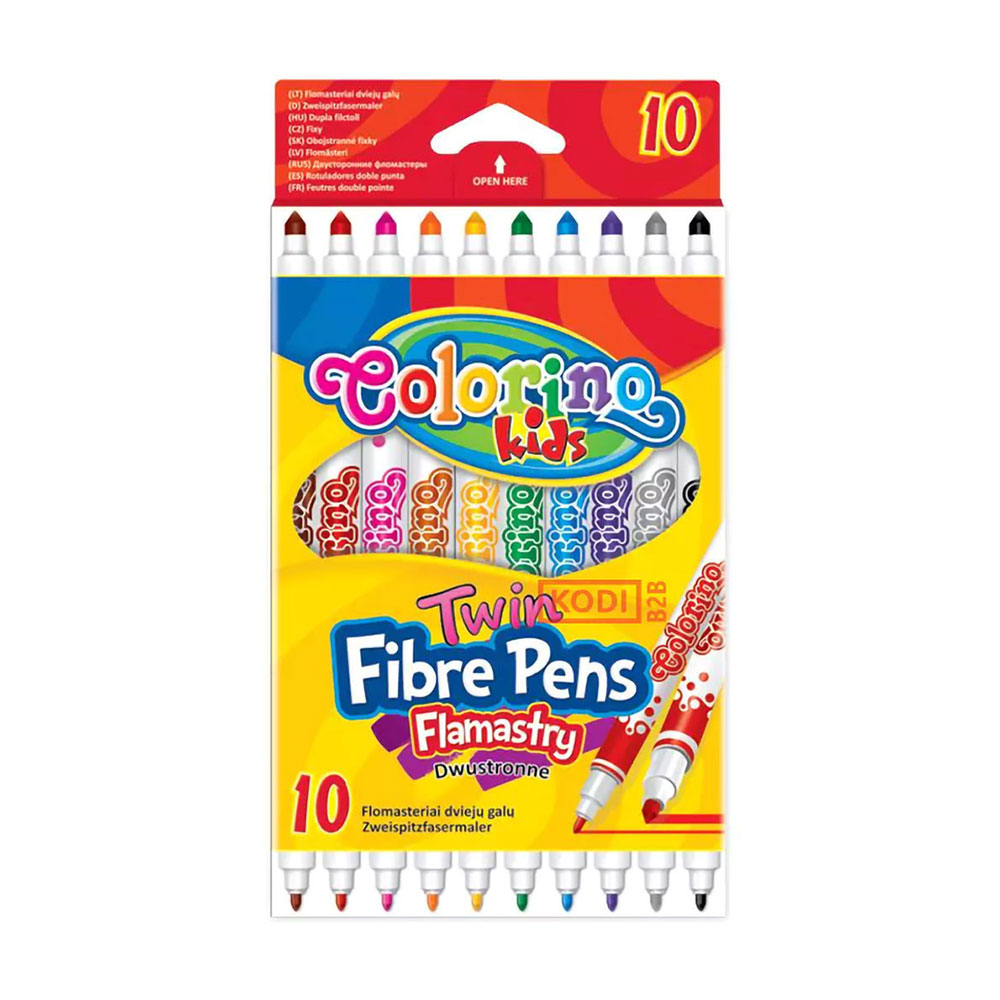 Набір двосторонніх кольорових фломастерів Colorino Kids Twin, 10 кольорів, від 3 років, 10 шт (13451PTR/1)